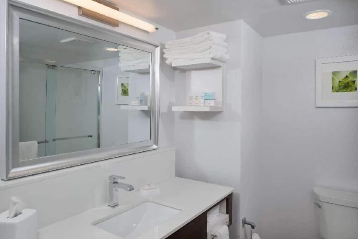 Bathroom | Combined shower/tub, free toiletries, towels