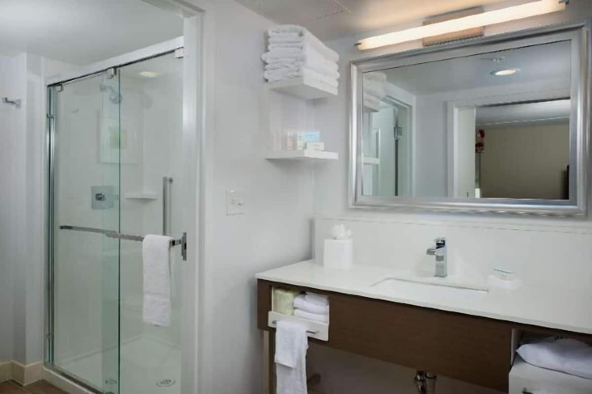 Bathroom | Combined shower/tub, free toiletries, towels