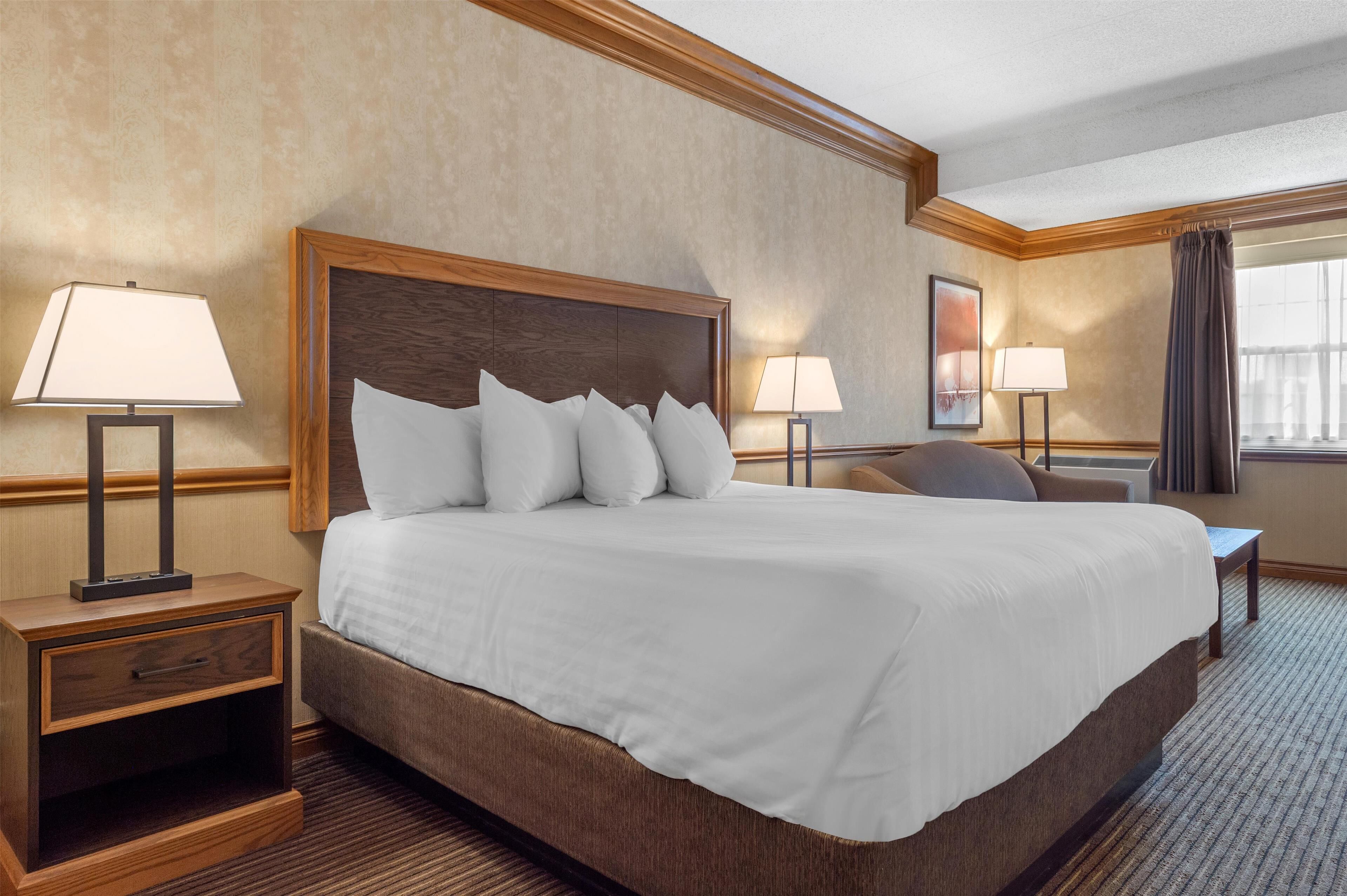 standard room, 1 king bed, non smoking, fireplace | premium bedding, desk, laptop workspace, blackout curtains