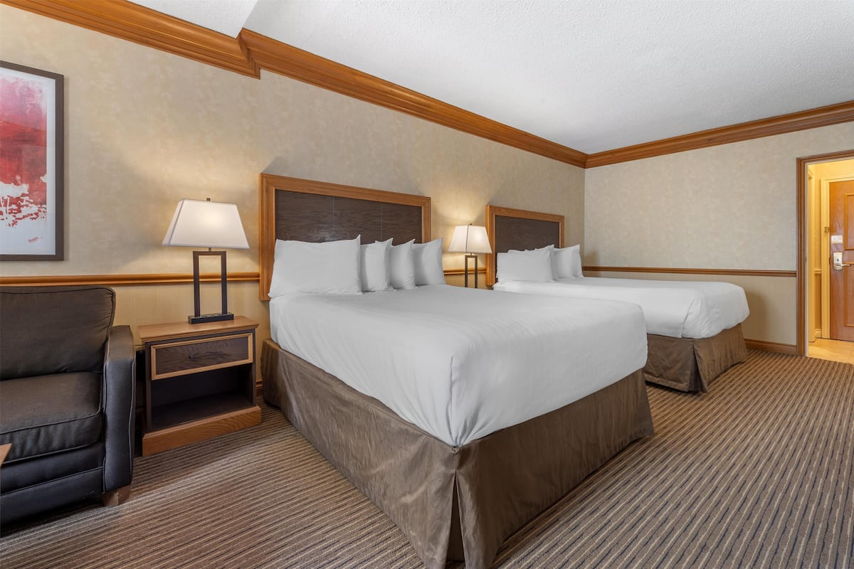 Standard Room, 2 Queen Beds, Non Smoking, Fireplace | 1 bedroom, premium bedding, desk, laptop workspace