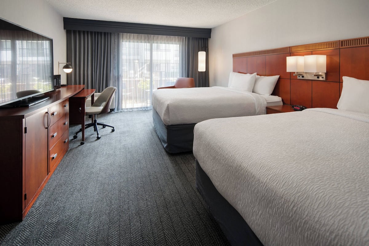 Pillow-top beds, desk, laptop workspace, iron/ironing board