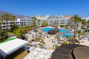 2 outdoor pools, pool umbrellas, pool loungers