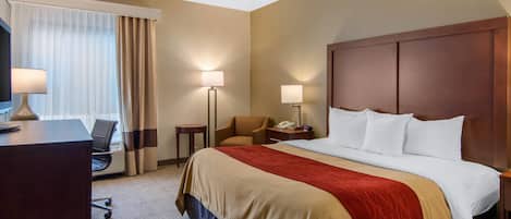 Room, 1 King Bed, Accessible, Non Smoking | Desk, laptop workspace, blackout drapes, iron/ironing board