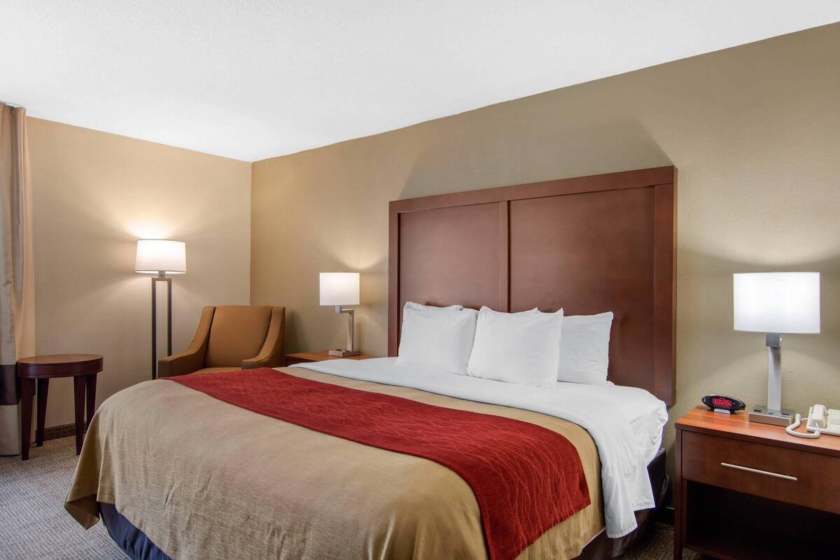 Room, 1 King Bed, Accessible, Non Smoking | Desk, laptop workspace, blackout drapes, iron/ironing board