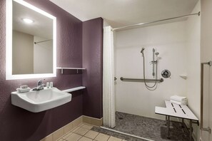 Room, 2 Double Beds, Accessible, Non Smoking (Mobility,Hearing,Roll-In Shower) | Accessible bathroom