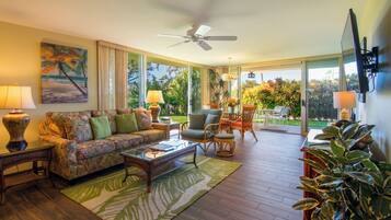 Room, 2 Bedrooms, 2 Bathrooms, Garden View (Unit L100) | Living area | 32-inch LCD TV with cable channels, DVD player