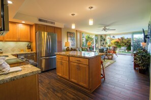 Room, 2 Bedrooms, 2 Bathrooms, Garden View (Unit L100) | Private kitchen | Full-size fridge, microwave, oven, stovetop