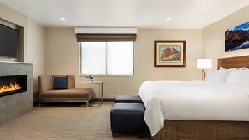 Room, 1 King Bed, Fireplace | 1 bedroom, premium bedding, in-room safe, desk