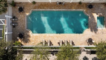 Outdoor pool, sun loungers