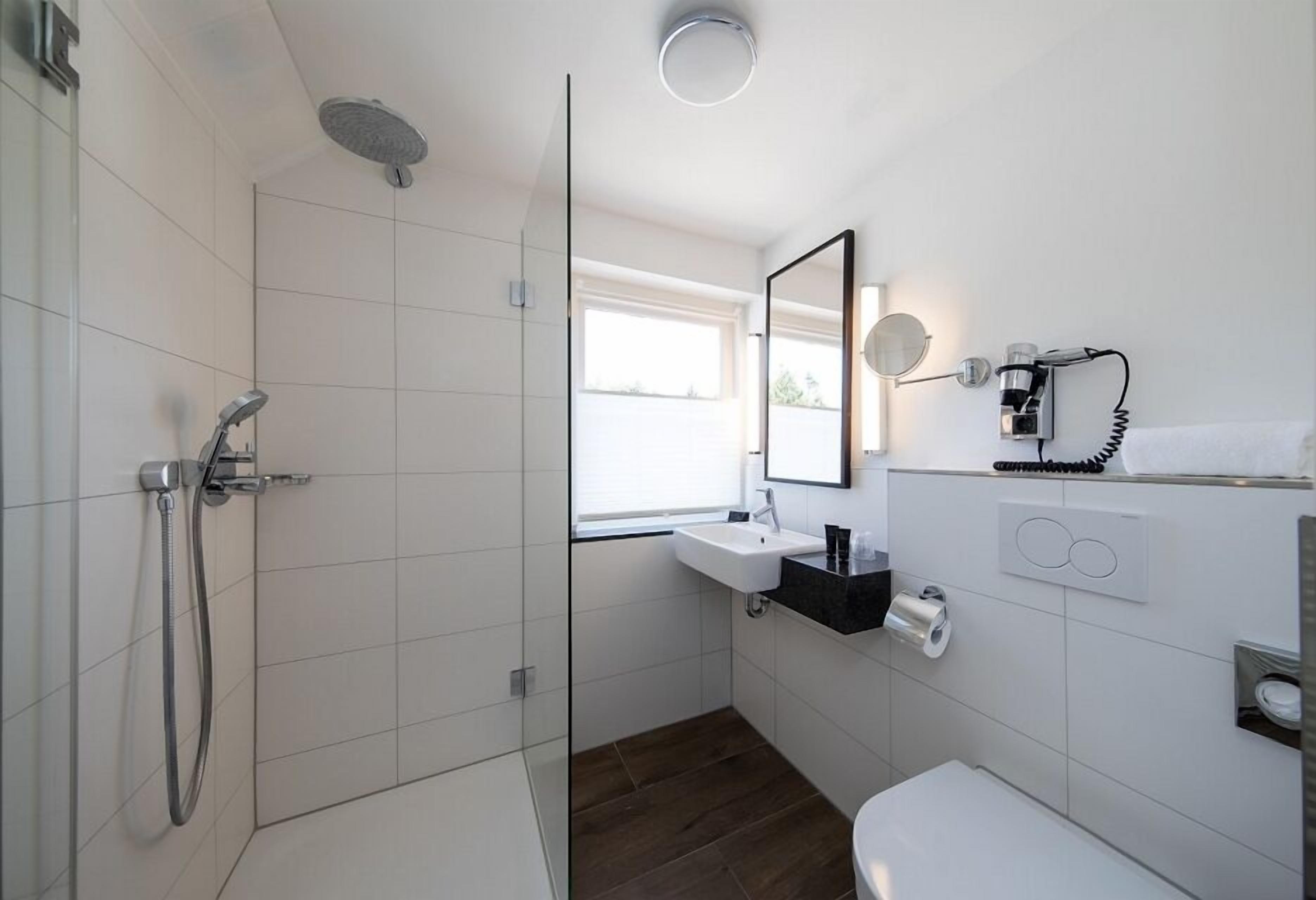 free toiletries, hair dryer, towels