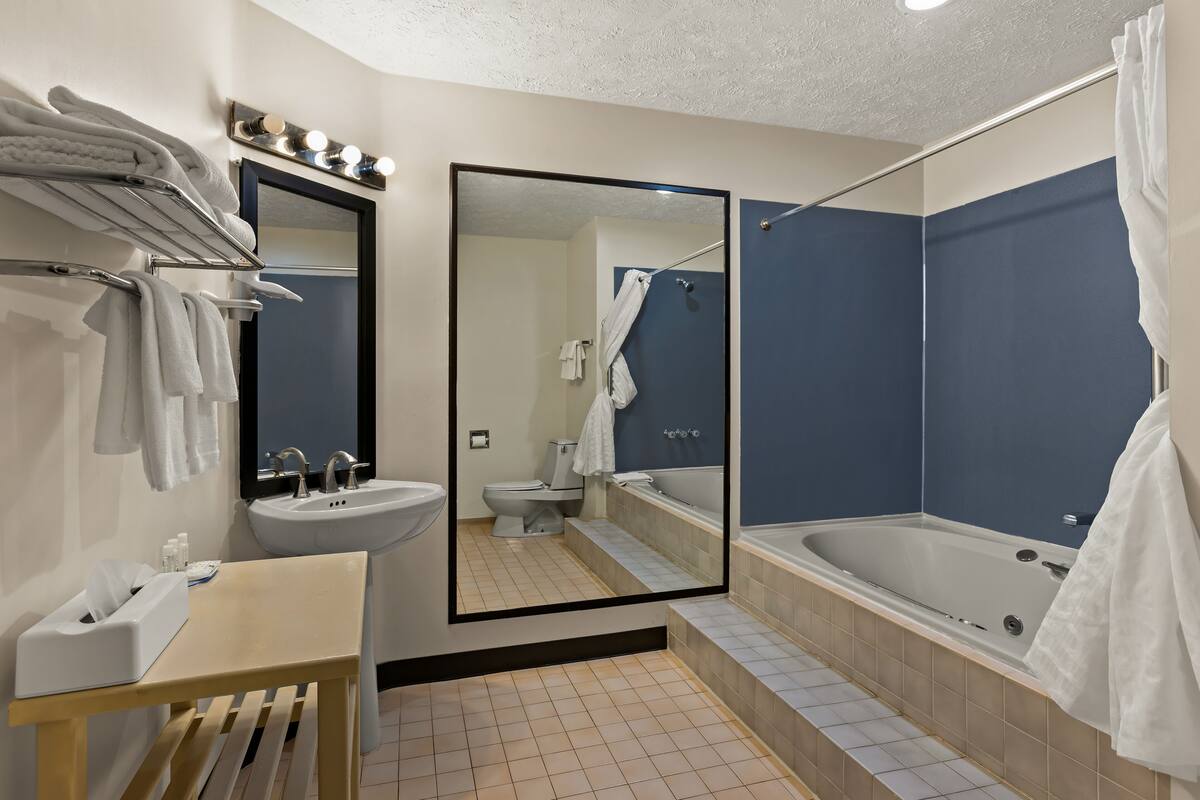 suite, 1 king bed, non smoking | bathroom | free toiletries, hair dryer, towels, soap