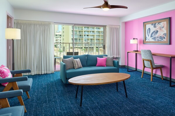 Suite, 2 Bedrooms, Kitchen | Living area | 55-inch flat-screen TV with cable channels, TV