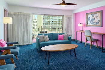 Suite, 2 Bedrooms, Kitchen | Living area | 55-inch flat-screen TV with cable channels, TV at Ilima Hotel