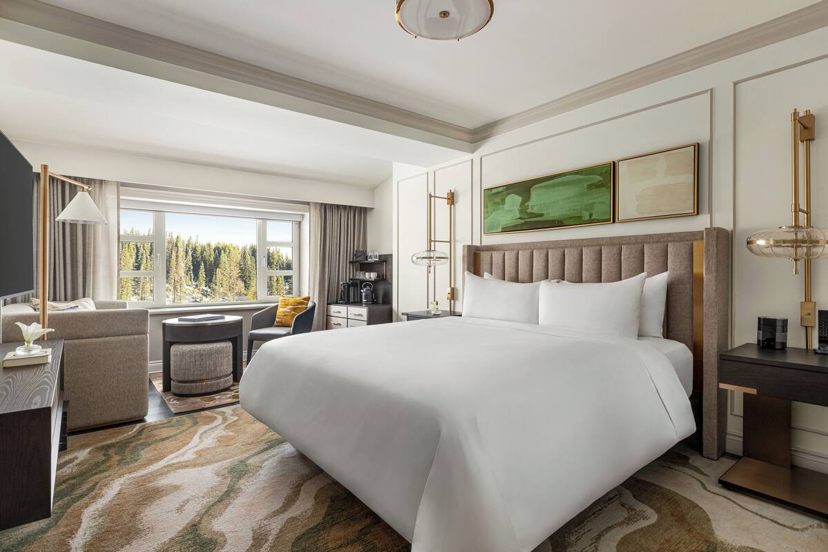 Phòng Deluxe, 1 giường cỡ king, buồng tắm phù hợp cho xe lăn | Bộ đồ giường cao cấp, két bảo mật tại phòng, bàn, màn/rèm cản sáng 