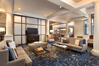 Hotel entrance and lobby at Fairmont Chateau Lake Louise