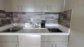 Fridge, microwave, coffee/tea maker