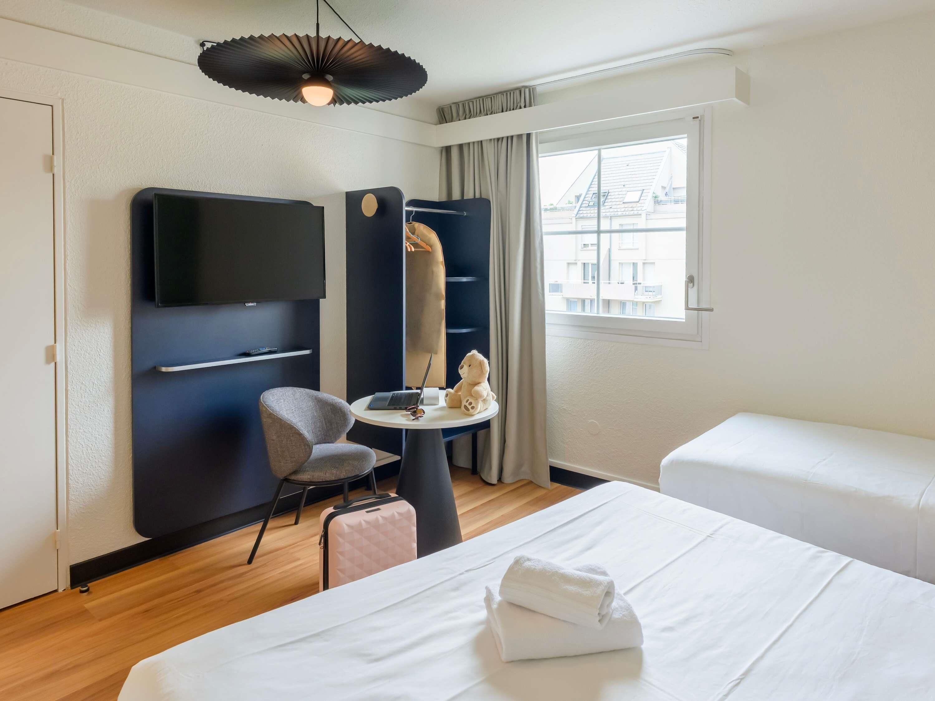 Desk, blackout curtains, iron/ironing board, free WiFi