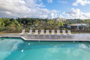 Outdoor pool, open 8:00 AM to 9:00 PM, sun loungers