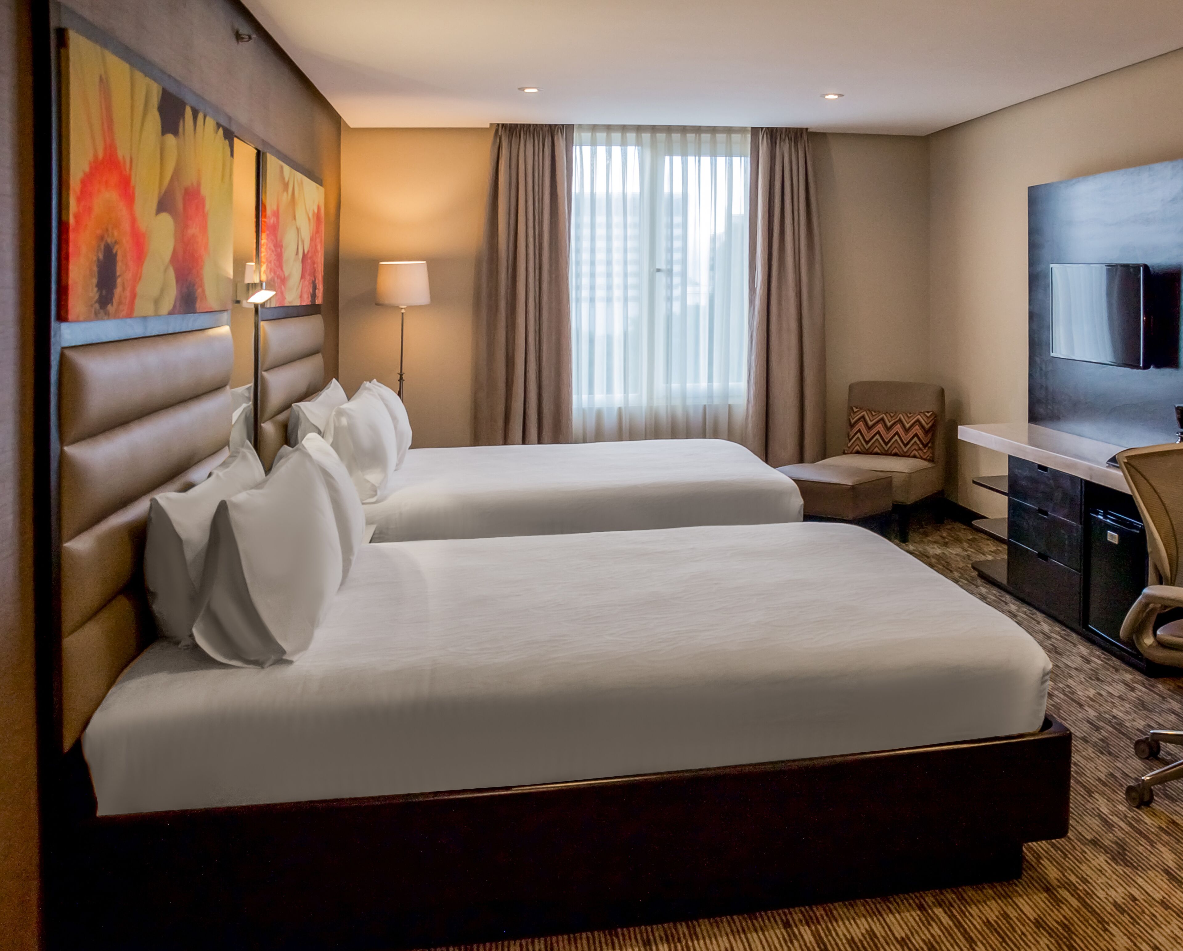 room, 2 double beds, city view | 1 bedroom, in-room safe, desk, soundproofing