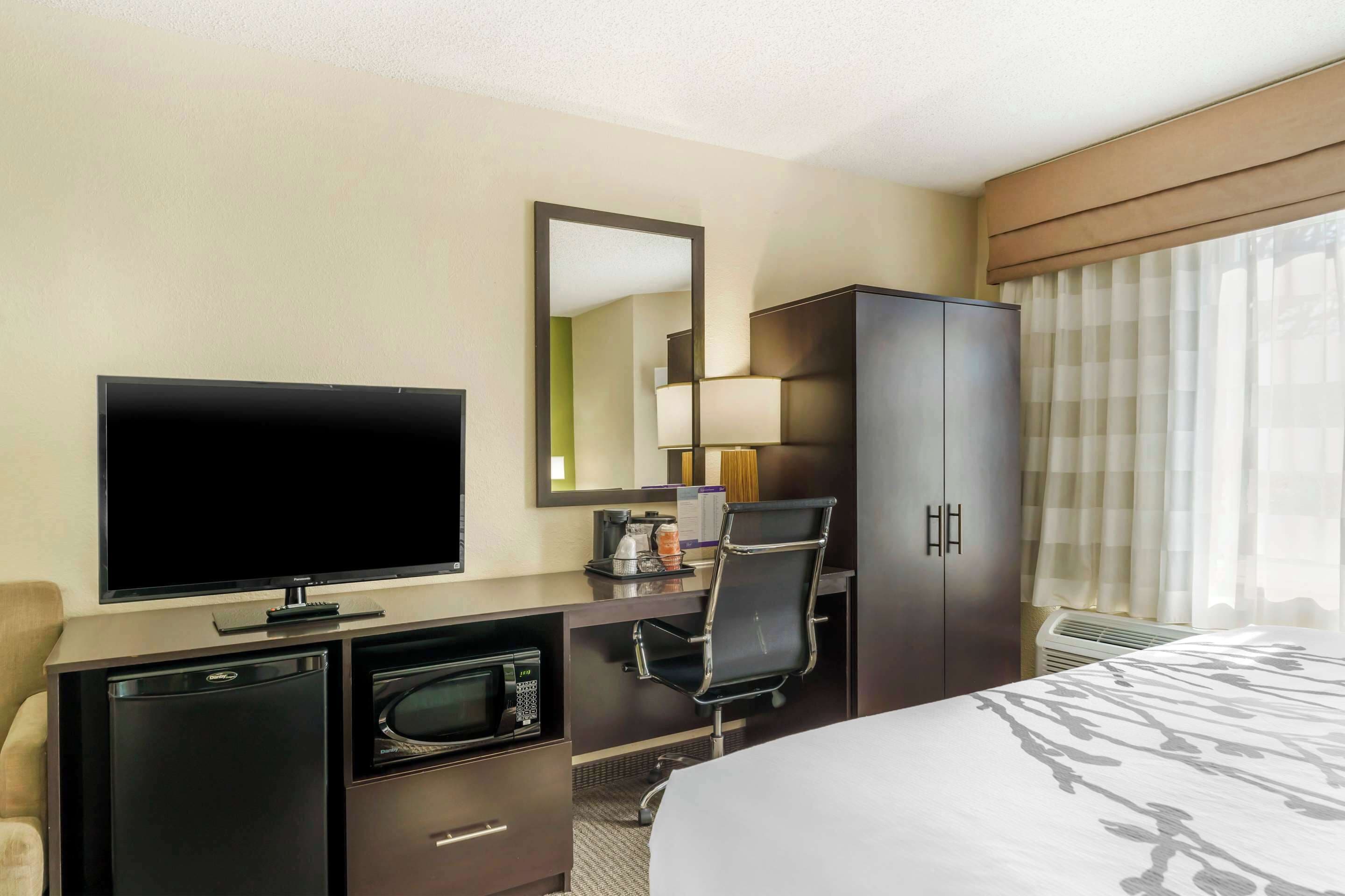 room, 1 queen bed, non smoking | desk, laptop workspace, blackout curtains, soundproofing