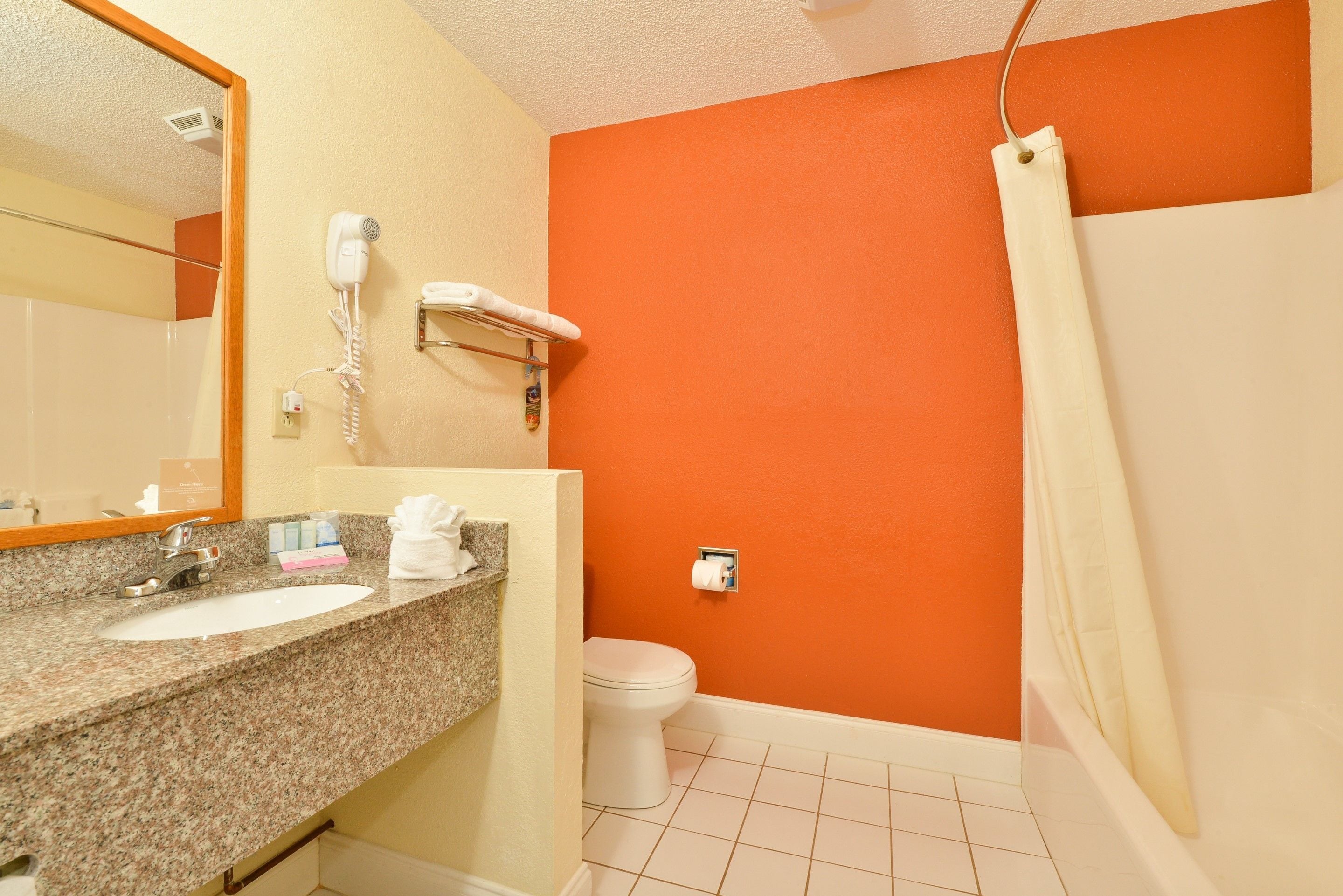 free toiletries, hair dryer, towels