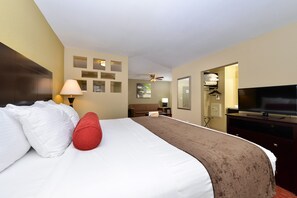 In-room safe, desk, laptop workspace, blackout curtains