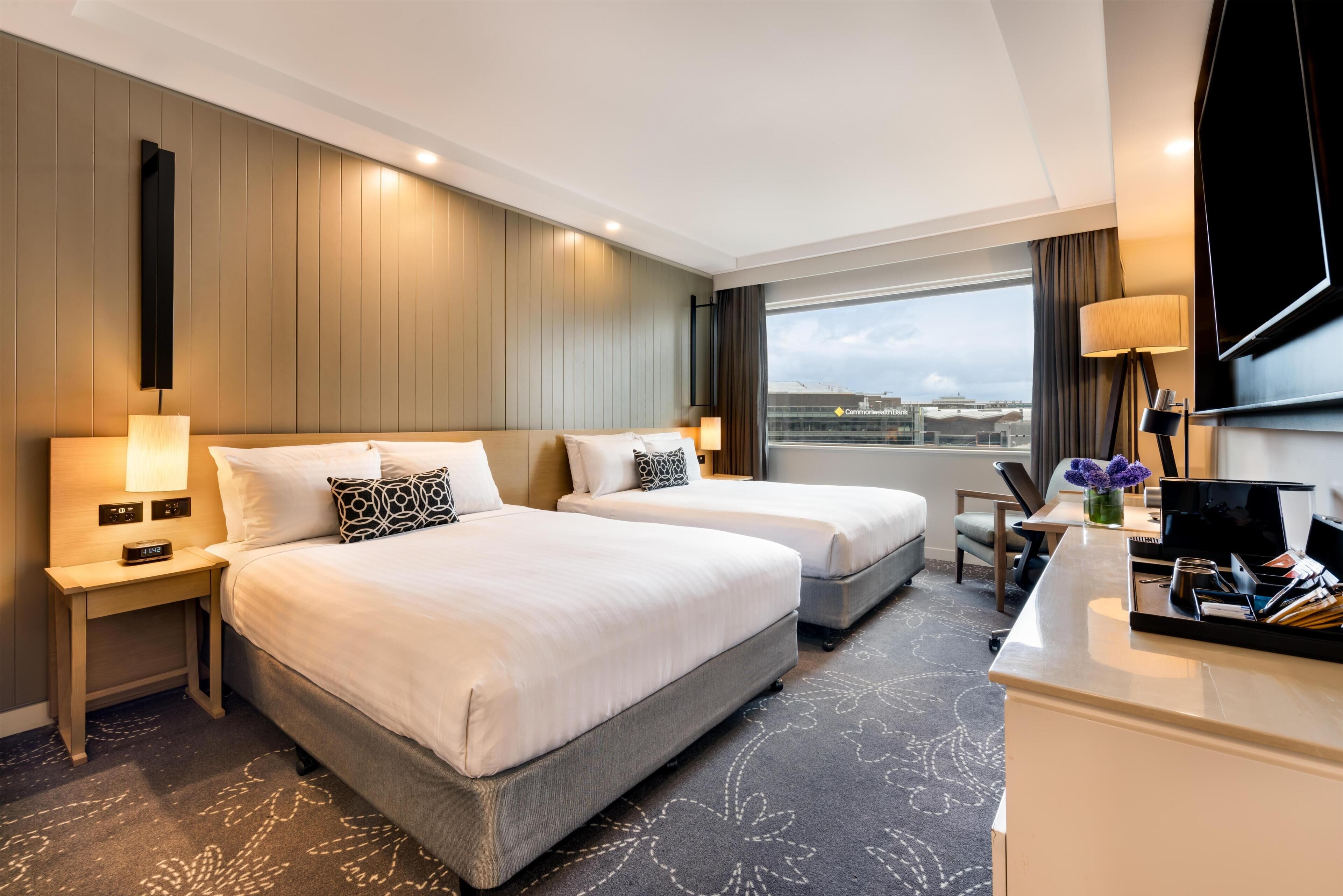 Hypo-allergenic bedding available, in-room safe, desk, laptop workspace
