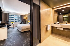 Shower, free toiletries, hair dryer, bathrobes
