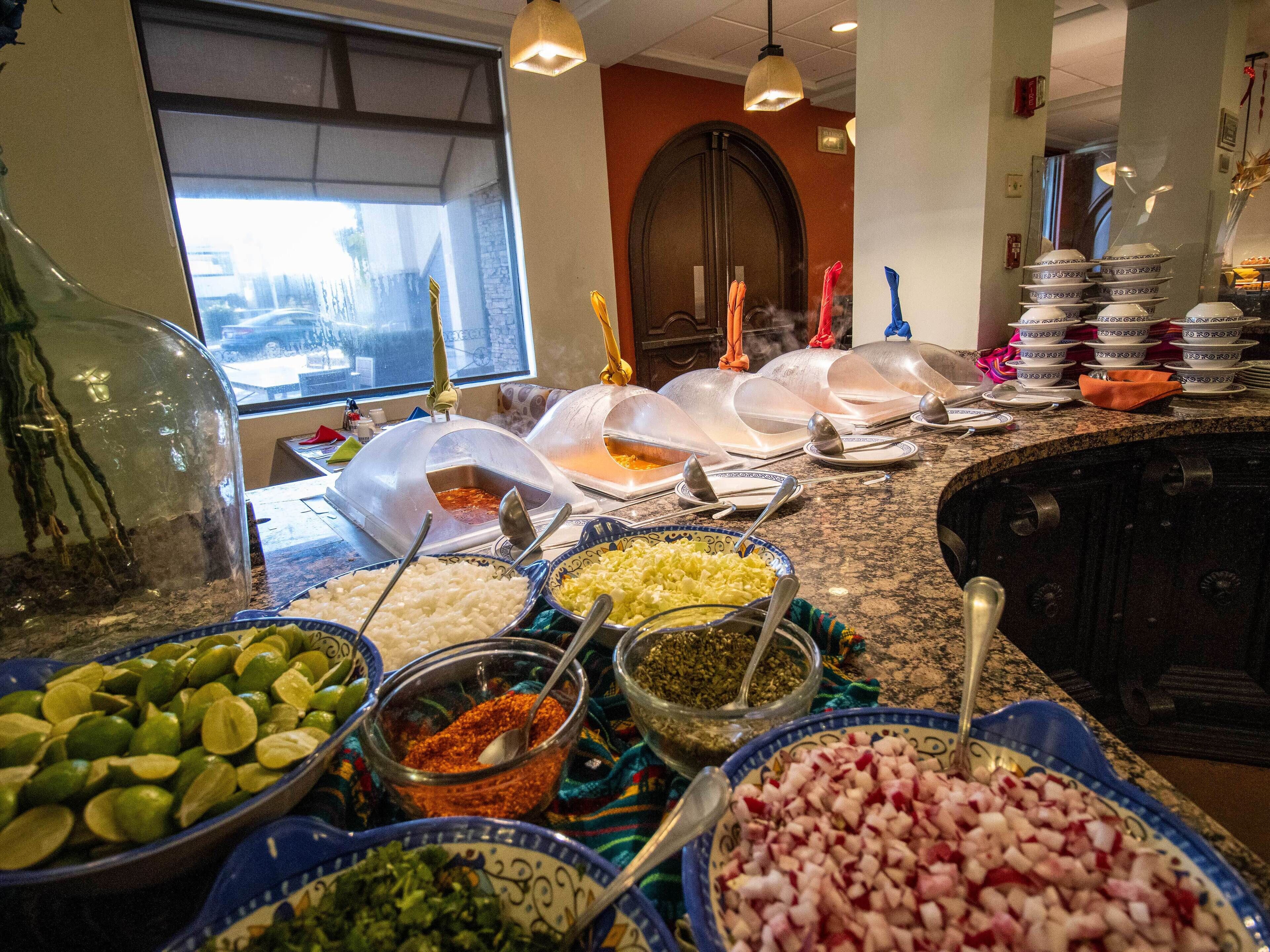 breakfast, lunch and dinner served