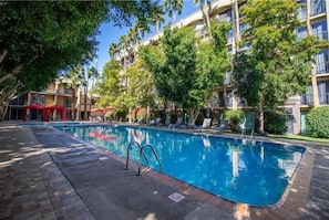 2 outdoor pools, open 10:00 AM to 10:00 PM, pool umbrellas, sun loungers