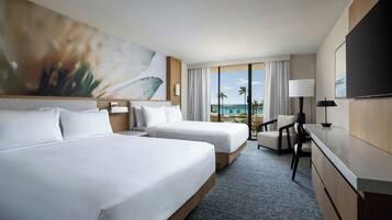 Room, 2 Queen Beds, Balcony, Oceanfront | Premium bedding, in-room safe, desk, iron/ironing board