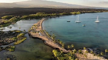 Ranta lähistöllä, valkoista hiekkaa, snorklausmahdollisuus