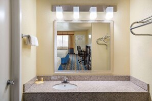 Room, 2 Queen Beds, Non Smoking | Bathroom | Hair dryer, towels