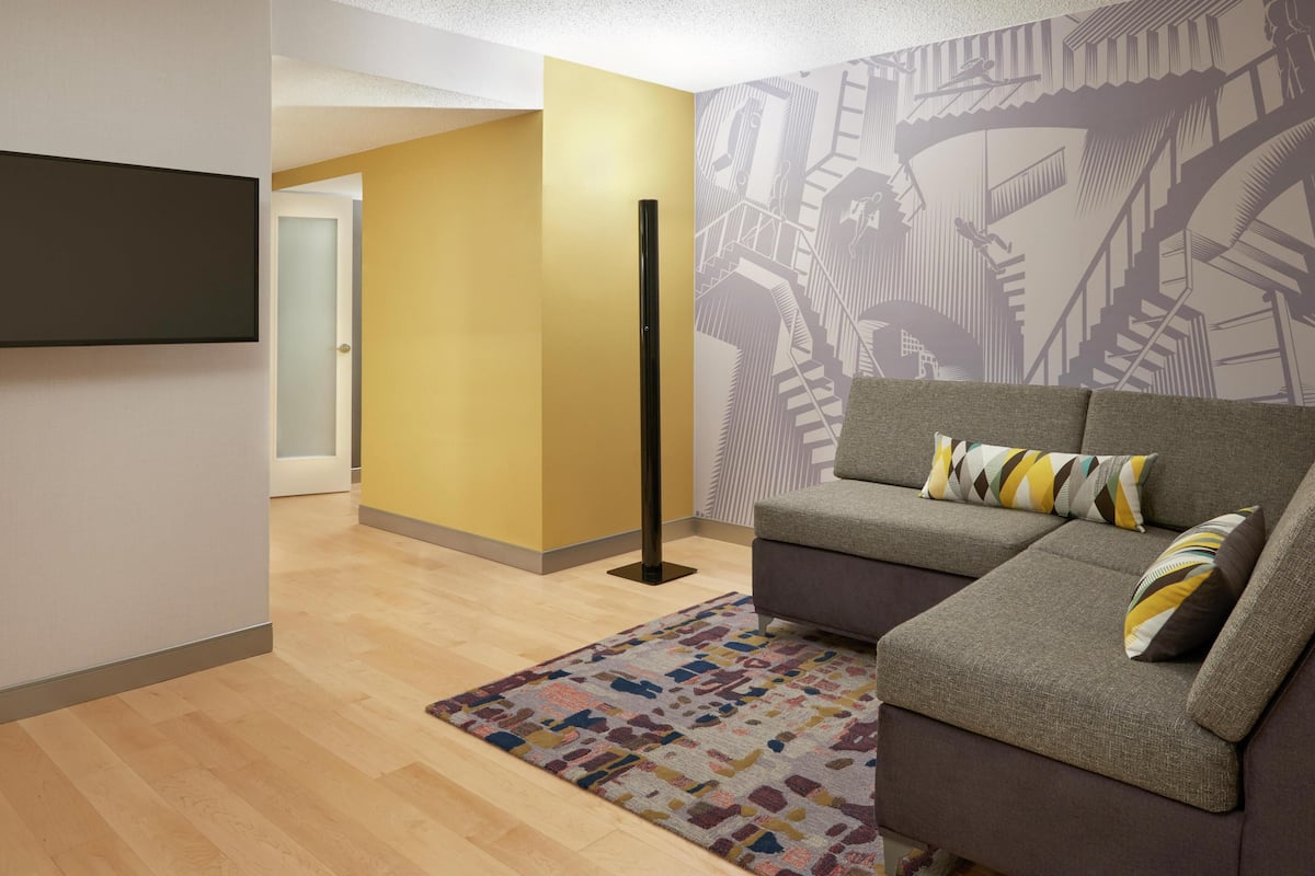 Suite, 2 Bedrooms, Corner | Living area | 42-inch LCD TV with cable channels, TV, pay movies