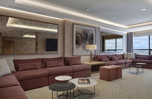 Presidential Suite, 1 King Bed | Living area | 42-inch LCD TV with cable channels, TV, pay movies