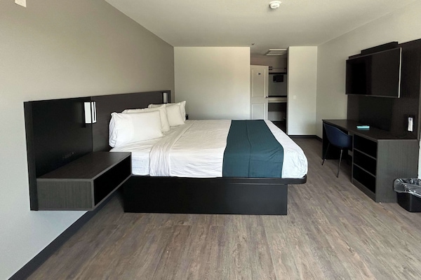 Blackout drapes, iron/ironing board, WiFi (free), bed sheets