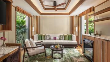 Spa Pool Villa | Living area | LCD TV, iPod dock