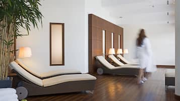 Sauna, body treatments, facials, 1 treatment room, massages