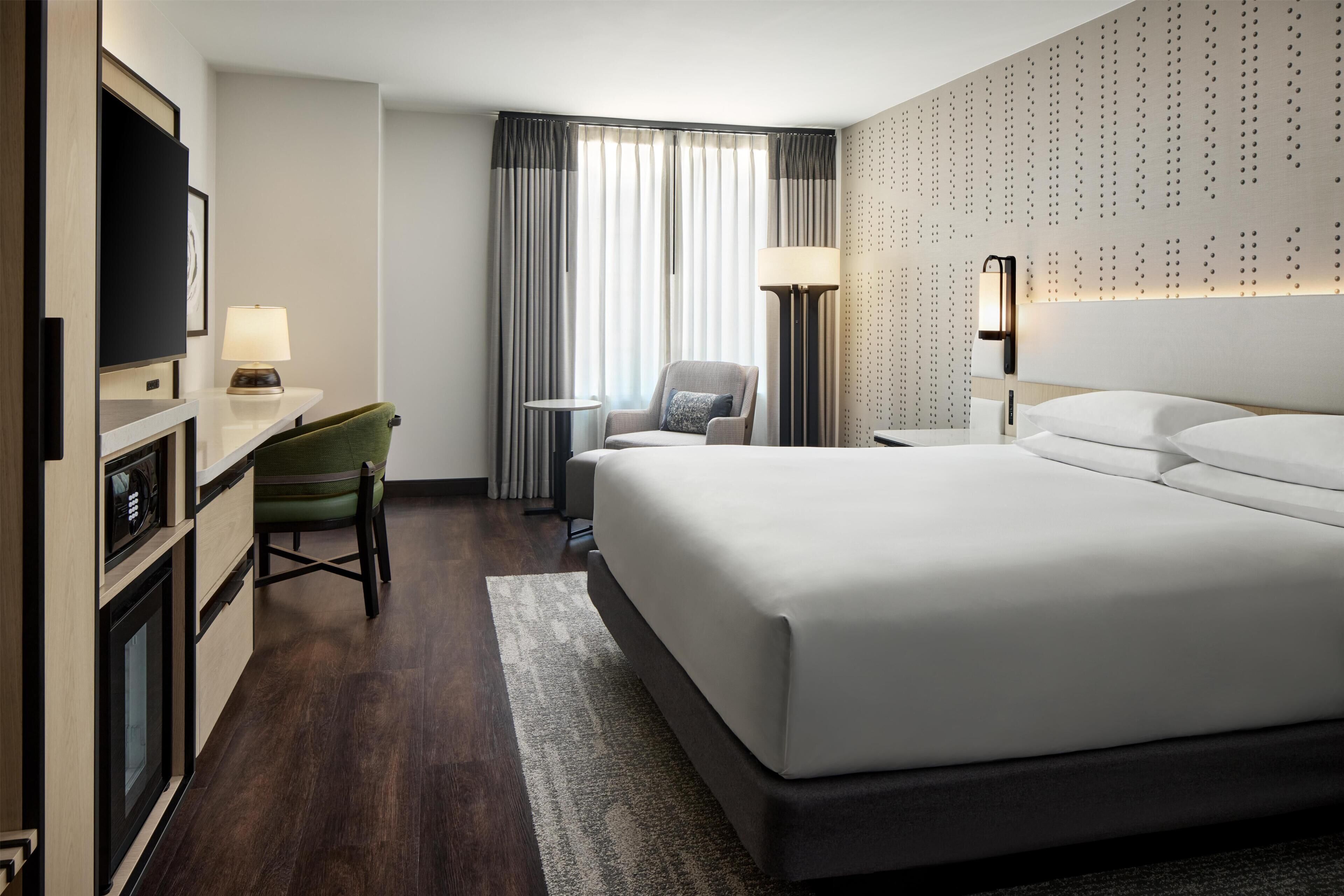 Premium bedding, down comforters, pillowtop beds, in-room safe