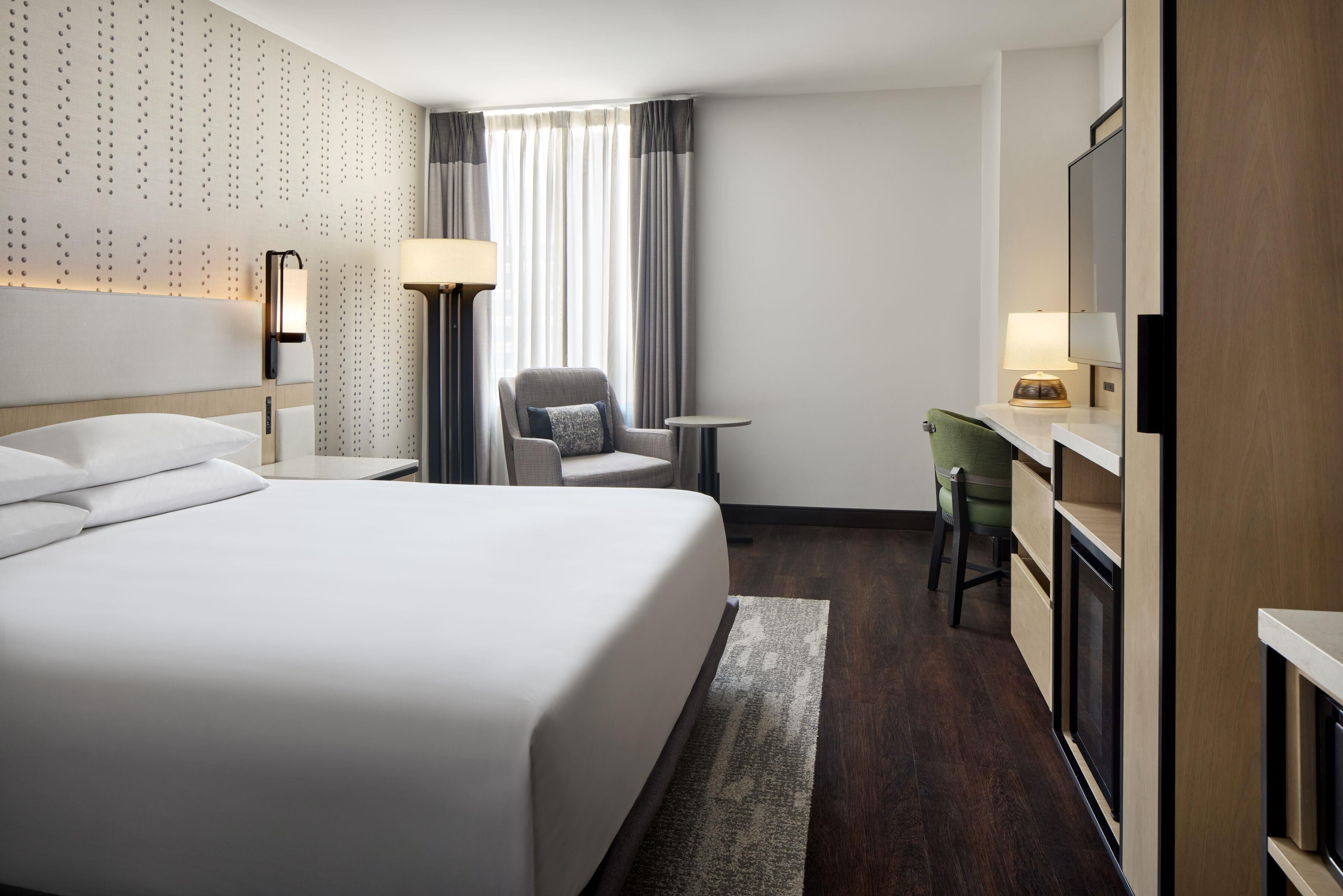 Premium bedding, down comforters, pillowtop beds, in-room safe