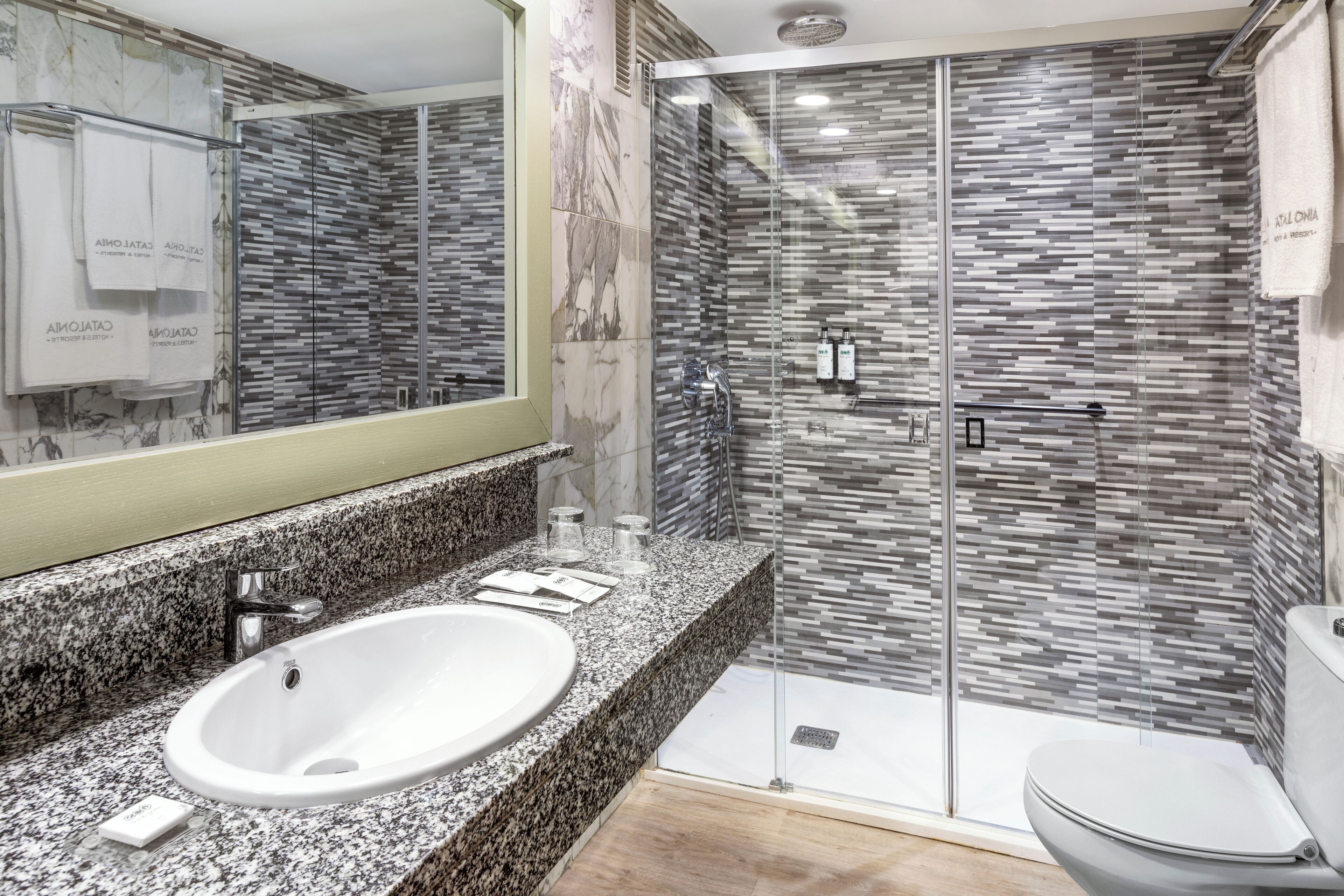 eco-friendly toiletries, hair dryer, bidet, towels