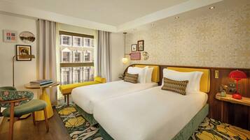 Værelse - 2 enkeltsenge - ikke-ryger | Allergivenligt sengetøj, pengeskab på værelset, skrivebord