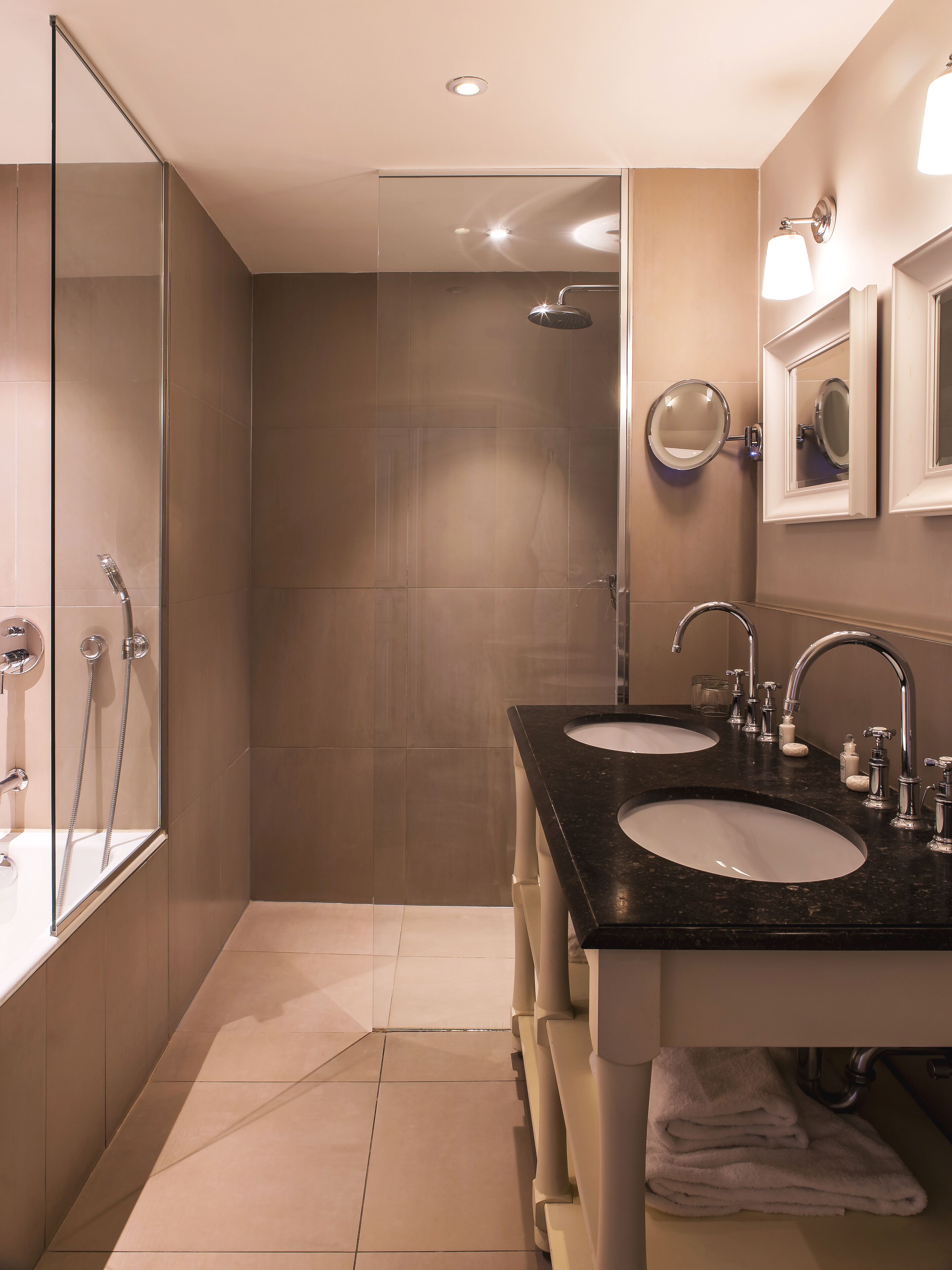 premium double or twin room | bathroom | shower, rainfall showerhead, designer toiletries, hair dryer