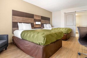 Premium bedding, desk, blackout curtains, iron/ironing board