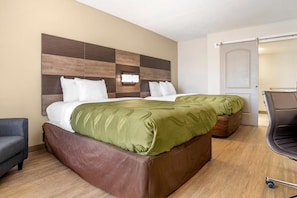 Premium bedding, desk, blackout curtains, iron/ironing board