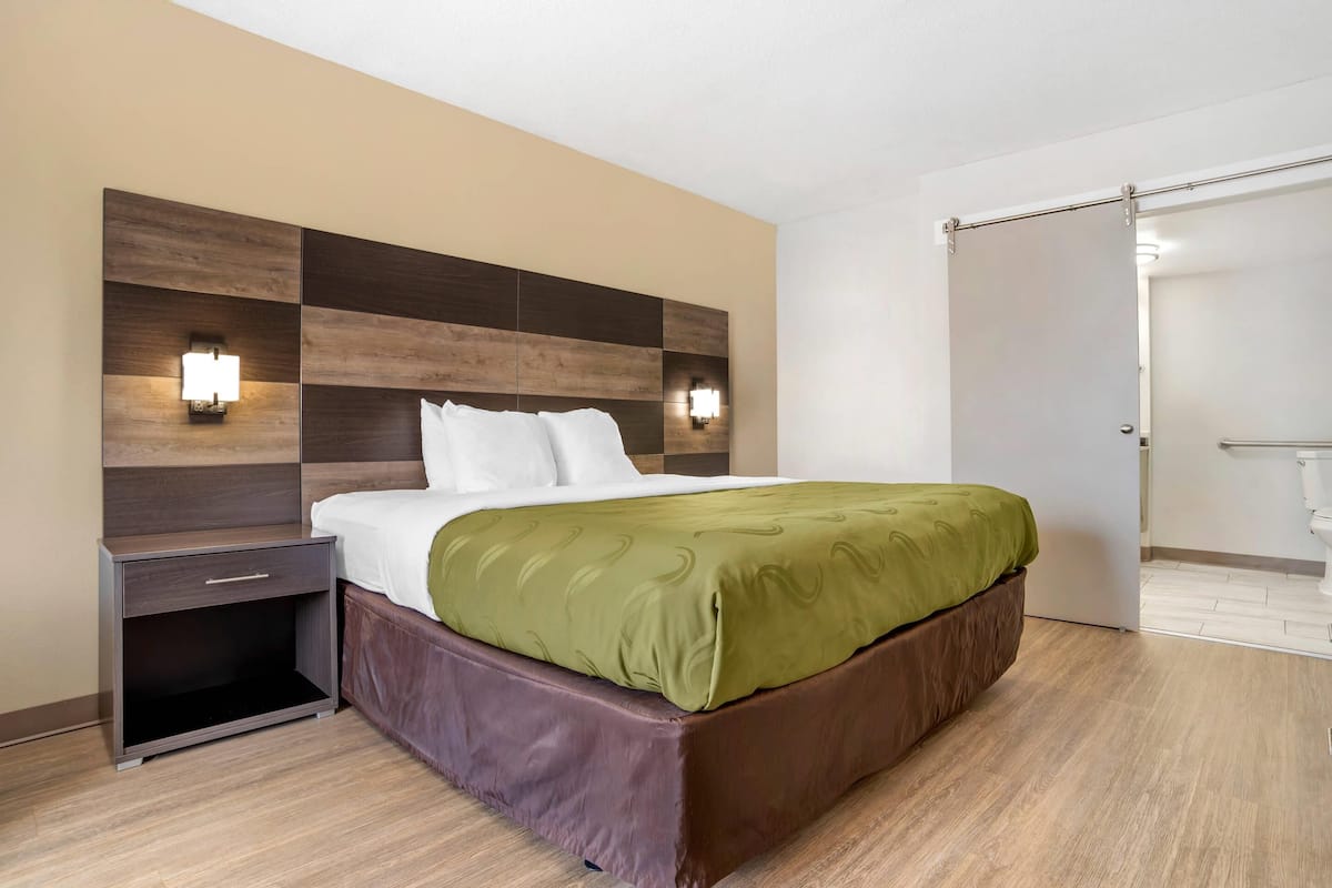 Premium bedding, desk, blackout curtains, iron/ironing board