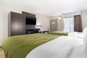 Premium bedding, desk, blackout curtains, iron/ironing board