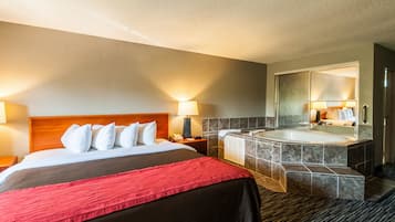 Jacuzzi King Room, 1 King Bed, Non Smoking | Escritorio, wifi gratis y ropa de cama 