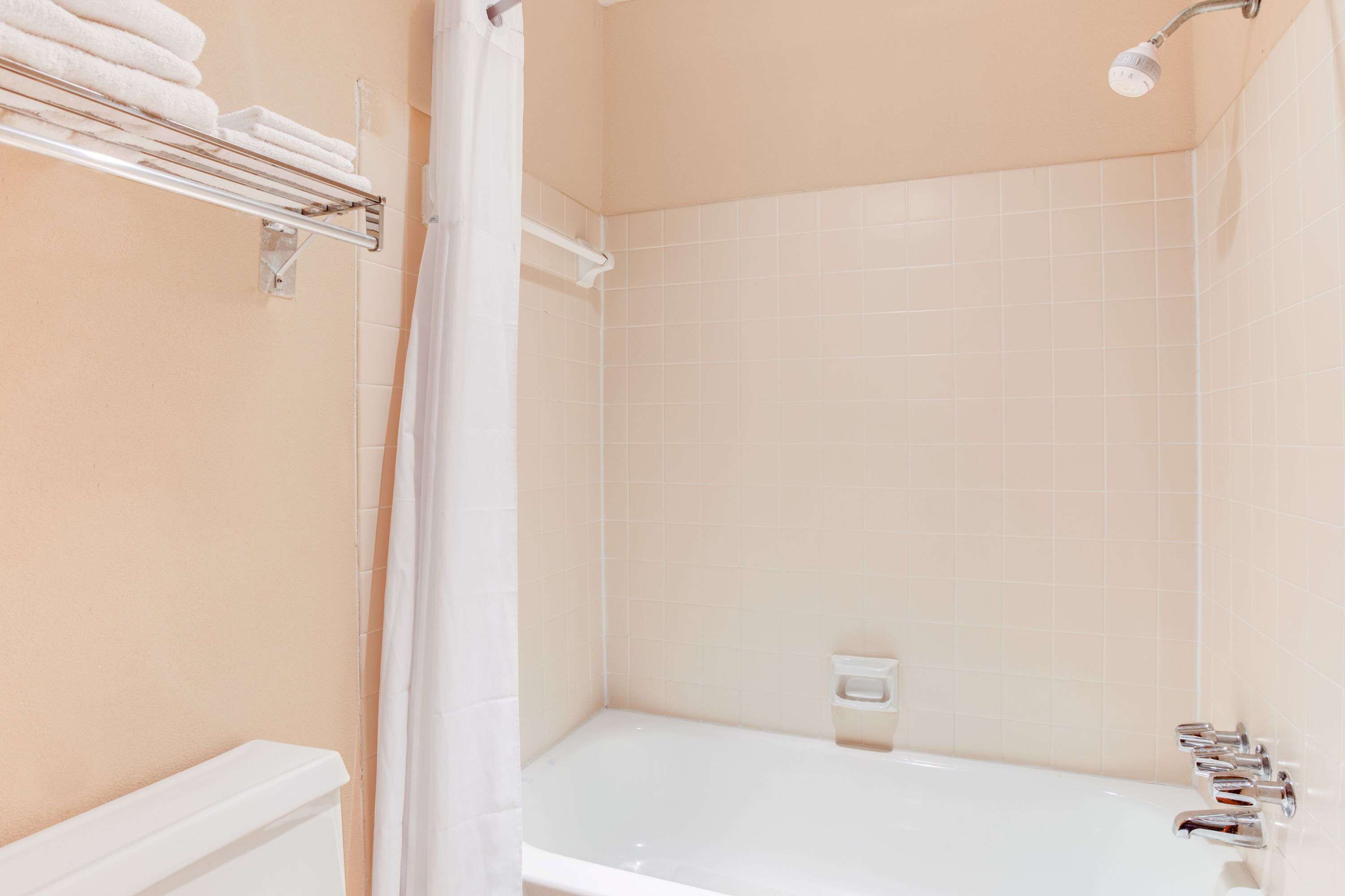 Kombinasi shower/bathtub, bathtub besar,  dan shower pijat air