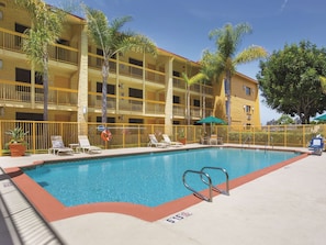 Outdoor pool, sun loungers